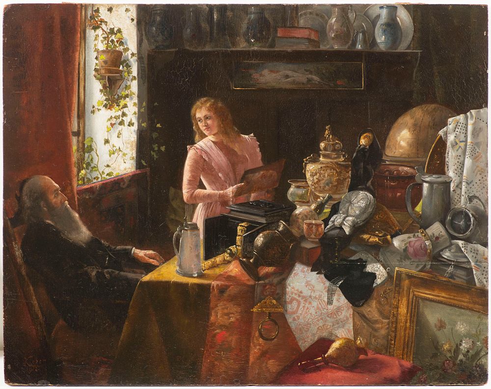 Franz Georg KLEBER (1870-1905) - Franz Georg KLEBER (1870-1905) - Antiques dealer with a young lady. 