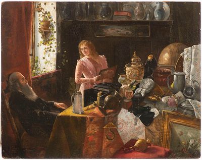 Franz Georg KLEBER (1870-1905) - Franz Georg KLEBER (1870-1905) - Antiques dealer with a young lady. 
