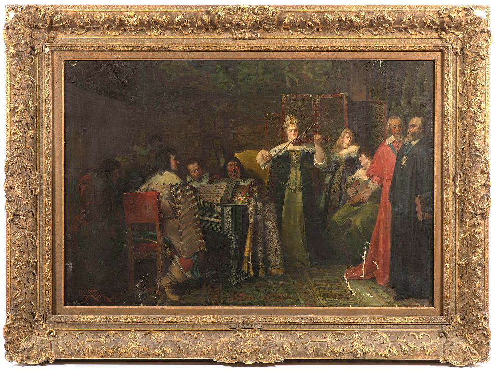 Jacobus LEISTEN (1844-1918) Concert. Oil on canvas, signed Jac Leisten on the lower left, 64 cm 