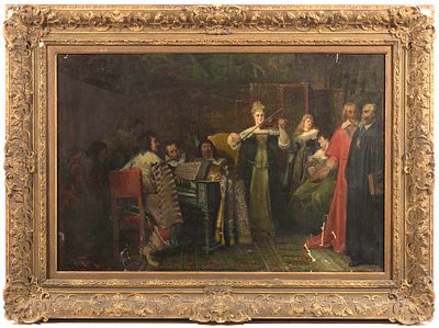 Jacobus LEISTEN (1844-1918) Concert. Oil on canvas, signed Jac Leisten on the lower left, 64 cm 