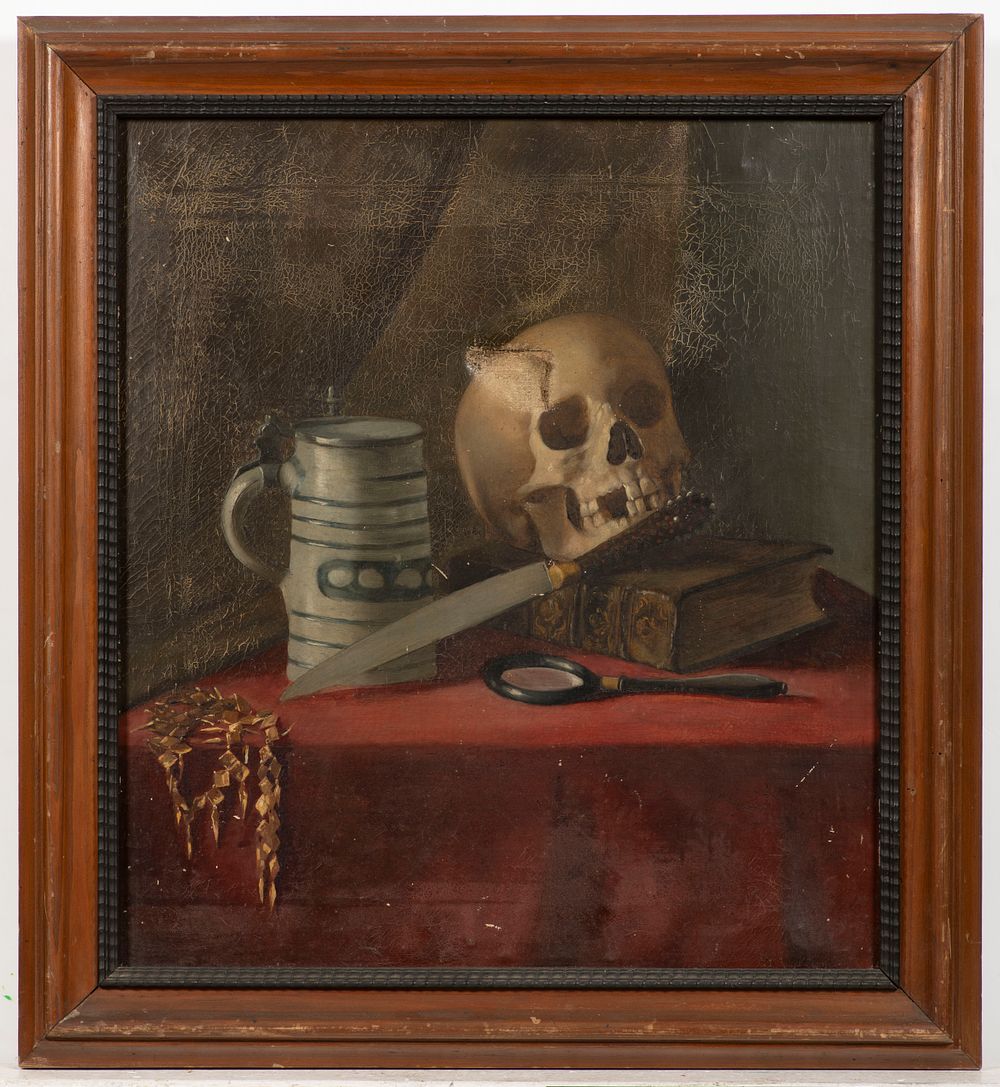 19th-century painter - Vanitas still life. Vanitas still life Oil on canvas 55 x 49.4 cm 