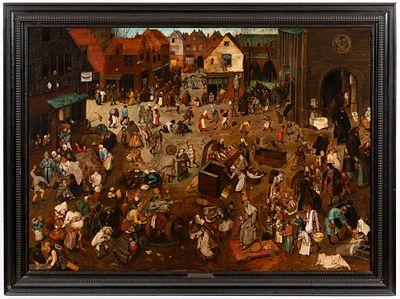 After Pieter Bruegel the Elder (c. 1525/30 - 1569) The Fight Between Carnival and Lent . 19th 