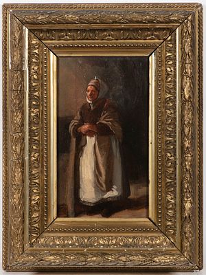 Painter of the 19th century. Portrait of an oriental woman. Oil on Wood , 25,5 x 15,5 