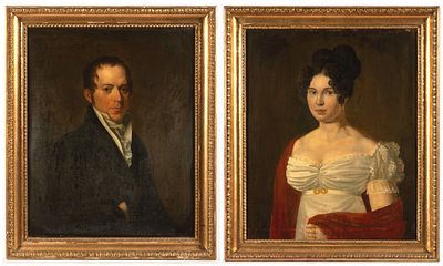 Pair of Biedermeier paintings. Pair of paintings with two portraits . Oil on canvas 75 x 61 