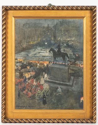 Franz Hohenberger (1867-1941) - Franz Hohenberger (1867-1941). View from Heldenplatz in Vienna. Oil 