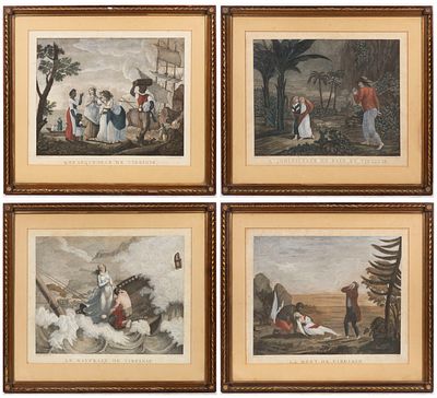 Four engravings from the series "Paul et Virginie", 49 x 56 with frame Dimensions 49 x 56 cm