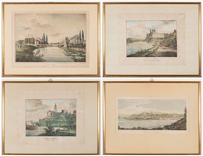 Four engravings landscapes. 49 x 66 cm with frame Dimensions 49 x 66 cm