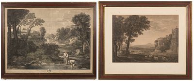 Two landscape engravings. 68 x 80 cm and 68 x 88 cm with frame Dimensions 68 x 80 and 68 x 88 cm