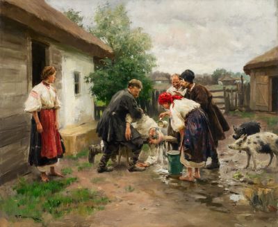 ПИМОНЕНКО Николай Корнилиевич (1862-1912) "Назюзюкался. Кутнул".1909 год Холст, масло 62 х 75,5 см. 
