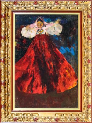 МАЛЯВИН Филипп Андреевич (1869-1940) "Портрет русской бабы" 1910-е годы Холст, масло. 70 х 48,5 см. 