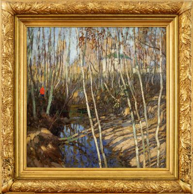 ГОРБАТОВ Константин Иванович (1876-1945) "Весна в Пскове. Пейзаж с храмом" 1900-1910-е годы 