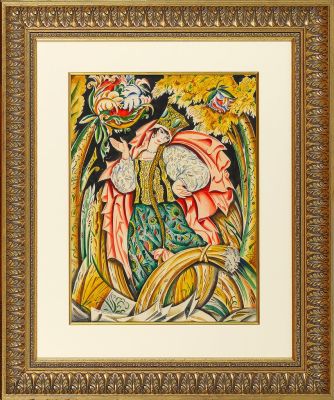 ЧЕХОНИН Сергей Васильевич (1878-1936) "Девушка в народном костюме" Конец 1920-х - первая 