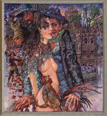 КАЛИНИН Вячеслав Васильевич (1939-2022) "Валет, дама, король". 2003 год. Холст, масло. 90 х 80 см. 