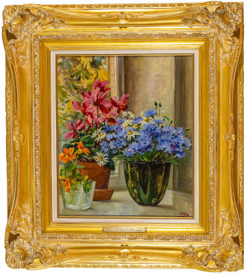 РОМАНОВА Ольга Александровна, великая княгиня 
"Натюрморт с цикломенами, васильками, ромашками 