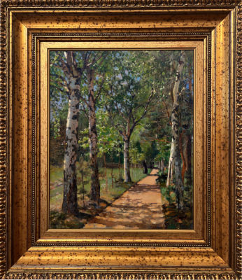 ОСТРОУХОВ Илья Семенович "Березовая аллея" 1894 г. Холст, масло 44х35,7 см. Экспертное заключение: