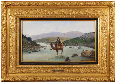 ЗОММЕР Рихард (Карл) Карлович 
"Брод через реку на верблюде" Конец 1890-х-1900-е гг.
Холст 