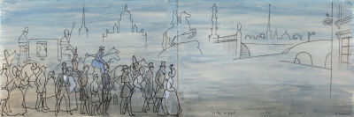 АННЕНКОВ Юрий Павлович
"Медный всадник. Петербургские типы. Эскиз театрального задника для 