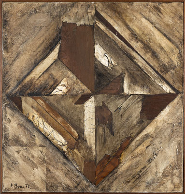 РУХИН Евгений Львович
"Композиция со шпоном" 1972 г.
Холст, масло, темпера, ПВА, эпоксидная 