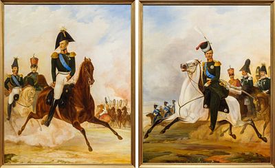 НЕИЗВЕСТНЫЙ ХУДОЖНИК 
«Конные портреты Императора Николая I и Великого Князя Александра 