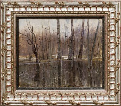 ЖУКОВСКИЙ Станислав Юлианович
«Весенняя вода. Этюд»
1898 г.
Холст на картоне, масло
30,2 х 36,5 см. 