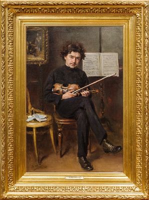 МАКОВСКИЙ Владимир Егорович
«Еврейский скрипач» 
1908 г.
Холст, масло 
70 х 46,5 см. Экспертное 