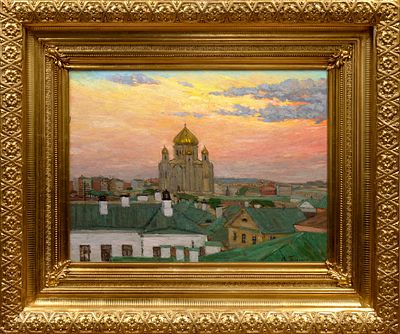 ГЕРМАШЕВ Михаил Маркианович
«Вид на Храм Христа Спасителя»
1900-1910-е гг.
Картон, масло
45,6 х 