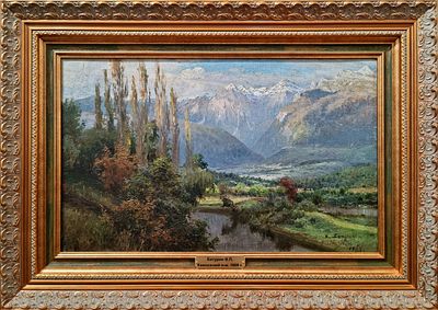 БАТУРИН Виктор Павлович
«Кавказский пейзаж. Вид ущелья»
1909 г.
Холст на картоне, масло
32 х 51,5 см