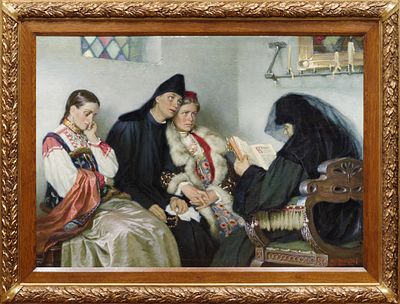 ФАРМАКОВСКИЙ Мстислав Владимирович
«Чтение священного писания»
1902 г.
Дерево, масло
87,5 х 124 см. 