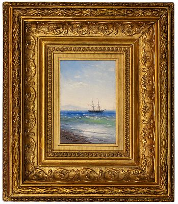 АЙВАЗОВСКИЙ Иван Константинович
«Парусник у берегов Крыма»
Конец XIX в.
Картон, масло
12 х 8,3 см. 