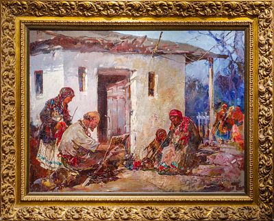 КОЛЕСНИКОВ Степан Фёдорович
&laquo;Жанровая сцена&raquo; (&laquo;‎За работой&raquo;)
1920-е – 1930-е гг.
Холст, масло 