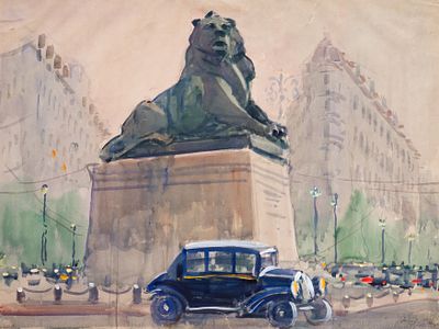 ГЕРАСИМОВ Александр Михайлович
&laquo;Бельфорский Лев. Париж&raquo;
1934 г.
Бумага, акварель, гуашь
48 х 64 см. 