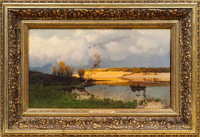ДУБОВСКОЙ Николай Никанорович
&laquo;‎На закате. Клубятся облака&raquo;
1881 г.
Холст, масло
25,5 х 44 см. Э 