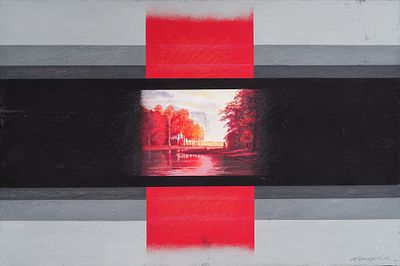 ГРИГОРЬЕВ Александр Ефимович
&laquo;Пейзаж с красной полосой&raquo;
1976 г.
Оргалит, темпера
40 х 60 см. Твор 