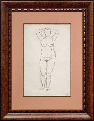 КОНЧАЛОВСКИЙ Петр Петрович
&laquo;Натурщица с руками за головой&raquo;
1917 г.
Бумага, угольный карандаш
54 