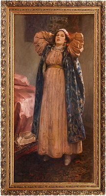 ЛЕБЕДЕВ Клавдий Васильевич
&laquo;Боярышня в опочивальне&raquo;
1903 г.
Холст, масло
175,7 х 85,7 см. Экспер 