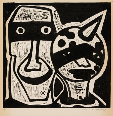 СИДУР Вадим Абрамович
&laquo;Две морды&raquo;
1971 г.
Бумага, линогравюра
36 х 35,5 см. Вадим Сидур создал 