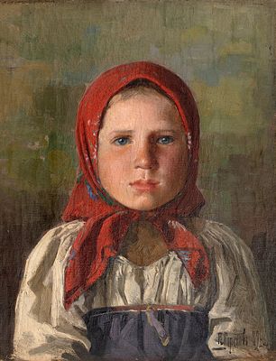 ГОРОХОВ Иван Лаврентьевич 
&laquo;Портрет крестьянской девочки&raquo;
1889 г.
Холст, масло
30 х 23 см. Творче 