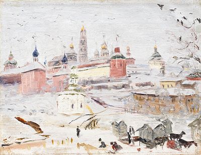 ДУБОВСКОЙ Николай Никанорович 
&laquo;Троице-Сергиева лавра&raquo;
1910 г.
Картон, масло
26,5 х 33,8 см . Эк 