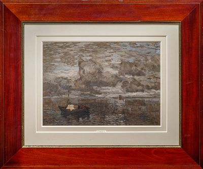 ГОРБАТОВ Константин Иванович
&laquo;Серый день на реке&raquo;. 1912 г.
Картон, гуашь, акварель. 47 &times; 64,8 см. 