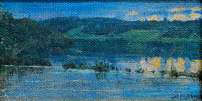 ПОЛЕНОВ Василий Дмитриевич
&laquo;Закат на Оке&raquo; 
Первая четверть XX в.
Холст на картоне, масло
9 х 17 см