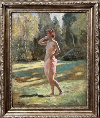 ШТЕМБЕРГ (ШТЕМБЕР) Виктор Карлович
&laquo;Обнаженная в парке&raquo;
Конец XIX – начало XX вв.
Холст, масло 