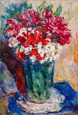 ГУЩИН, Николай 
&laquo;Цветы в зелёной вазе&raquo;
Рубеж 1930-х – 1940-х гг.
Холст, масло
73 х 50,3 см . Спр 