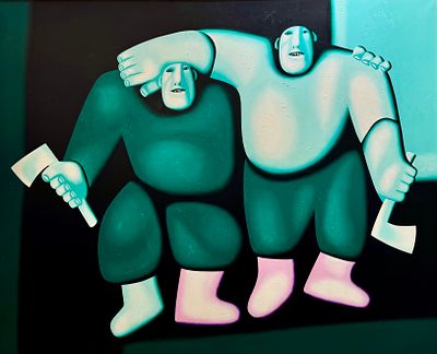 ЦЕЛКОВ, Олег
&laquo;Двое с топорами&raquo;
1996 г.
Холст, масло
190 х 235 см . Экспертное заключение: 