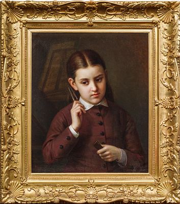 ХУДОЯРОВ, Василий Павлович
&laquo;Девочка с камертоном&raquo;, 
1876 
Холст, масло. 
56,2 х 50 . Экспертное 