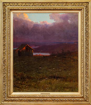 МЕЩЕРСКИЙ, Арсений Иванович
&laquo;Пейзаж с домом на закате&raquo;, 
Конец XIX в. 
Холст, масло. 
75 х 62 см. 