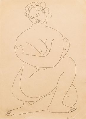 СООСТЕР, Юло 
&laquo;Обнажённая&raquo;
Конец 1950-х – начало 1960-х гг.
Бумага, тушь, перо
27 х 19 см. Экспе 