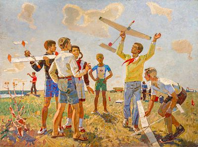 ШПОНЬКО, Григорий 
&laquo;Дельтапланеристы&raquo;
1978 г.
Холст, масло
150 х 200 см. Сегодня, почти 