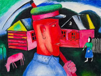 НОВИКОВ, Алексей
&laquo;Мужик с косой&raquo;
1997 г.
Холст, масло
38 х 49 см. Провенанс: происходит из 