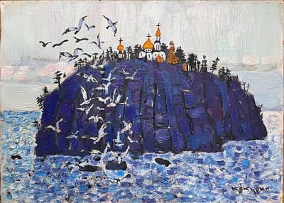 КОКУРИН, Валерий
&laquo;Валаам. Святой остров&raquo;
1987 г.
Картон, масло
30 х 41 см. Работа передает саму 
