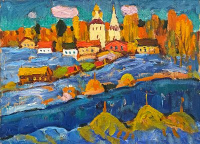 МОКРОВ, Николай 
&laquo;Переславль-Залесский&raquo;
1994 г.
Картон, масло
30 х 41 см. В этом году 